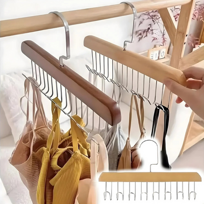 Space Saving 8 Hooks Wooden Hangers