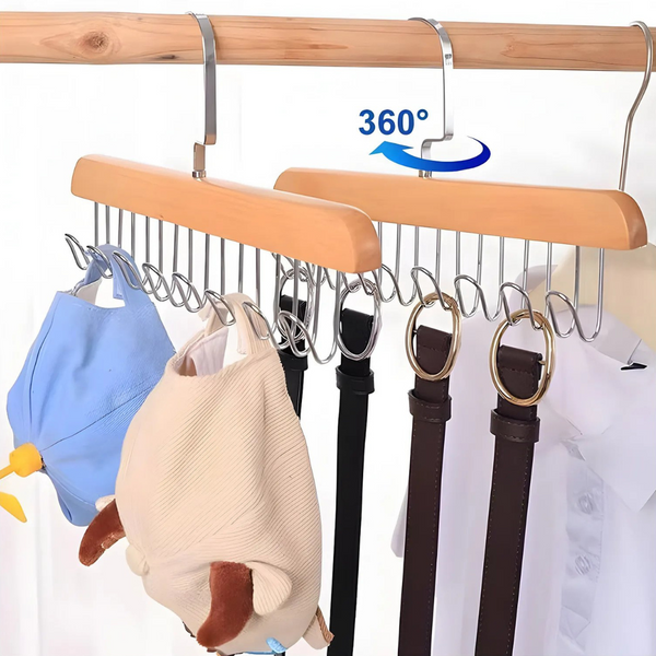 Space Saving 8 Hooks Wooden Hangers