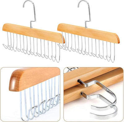 Space Saving 8 Hooks Wooden Hangers